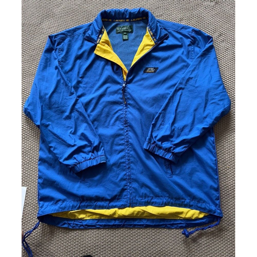 Lauren Ralph Lauren Men's‎ Blue Full Zip Windbreaker Green Label Size Medium VTG
